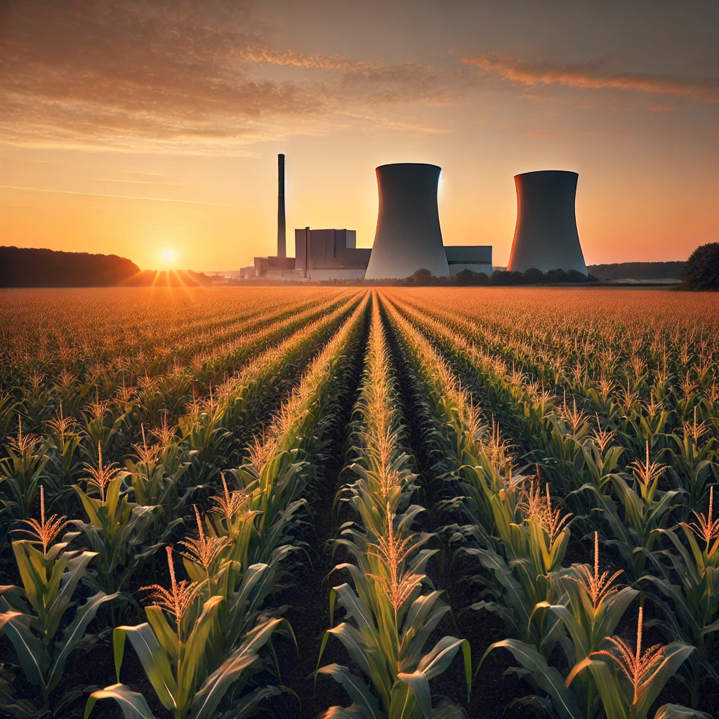 Nuclear plant amidst US corn field